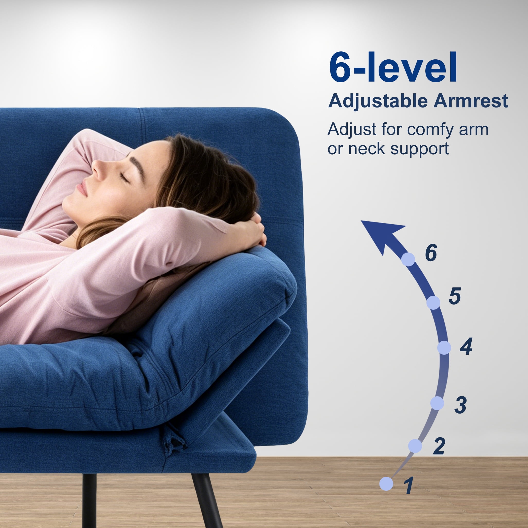 Gewnee 70.87"Convertible Sofa Bed,Modern Futon Sofa with Adjustable Backrest,Suitable for Living Room,Guest Room,Small Spaces.Blue