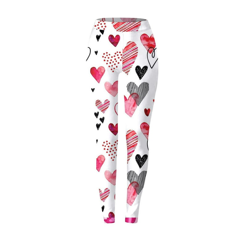Fesfesfes Women's Heart Printed Yoga Pants High Waist Straight Long Pants  Clearance Under 10$ 