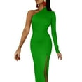 thumbnail image 3 of Emerald Green Half Dleeve Split Dress Dress woman sexy dress, 3 of 6