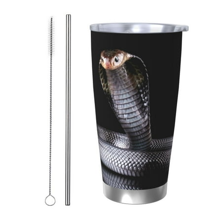 

Lukts Black Cobra Snake for 20OZ Car Cup Stainless Steel Direct Drinking Straw Thermos Cup Suitable for Office Travel and Car-Straw Two-piece Set