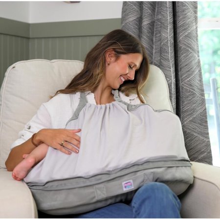 One Z Nursing Pillow with Removable Cover, Washable Cover, Breastfeeding Pillow, Bottle Feeding, Anti Reflux Baby Lounger, Tummy Time Positioner, The Baby Necessities, Newborn Baby Gift, (Grey)
