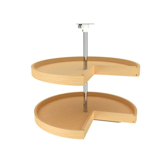 Rev-A-Shelf 20" Banded Wood D Shaped 2 Shelf Kitchen Lazy Susan, Natural