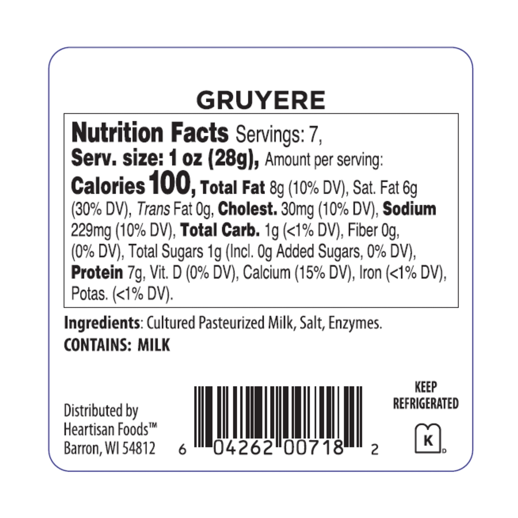 Red Apple Cheese Natural Gruyere Wisconsin Cheese®, 7 oz Square