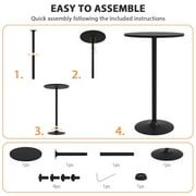 CL.HPAHKL 40 Inch Round Bistro Bar Table, Sturdy Cocktail Pub Table with Solid Top and Metal Base for Home and Kitchen Dining, Black