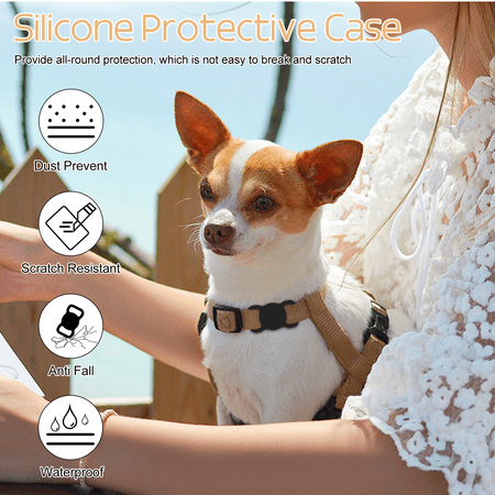 UrbanX Anti-Scratch and Anti-Lost Pet Collar Loop Holder, Silicone Protective Case, Compatible with Airtag GPS Tracker, Lightweight, High Quality Silicone Material, Washable (Black, 1 PCS)