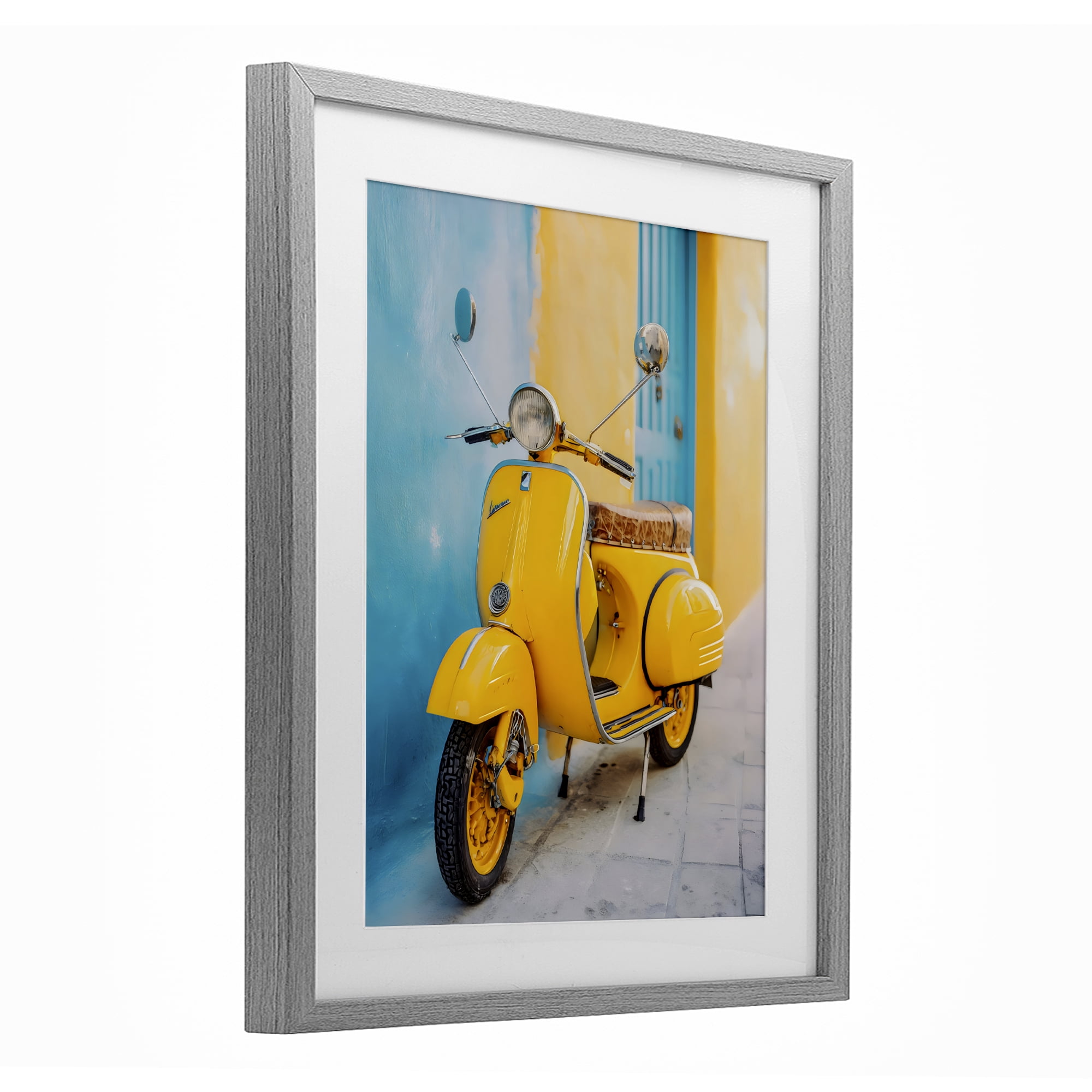 Stupell Industries Sunny Ride Vintage Moped Gray Framed Print Under Glass, design by Franklyn Gregory