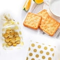 thumbnail image 3 of Dosaele 200 Pack Gold Polka Dot Candy Cookie Bags , 5.1*8.3 inch Clear Plastic Bags for Cookies Candy Snack Wrapping Wedding Gift Party Favor,Valentine'day(Clear&Gold), 3 of 7