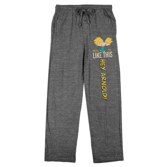Hey Arnold Woke Up Like This Men's Heather Gray Sleep Pants-Medium