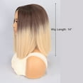 thumbnail image 2 of Unique Bargains Lace Front Wigs for Women 14" Brown Gradient Blonde Medium Long Straight Hair with Wig Cap, 2 of 8