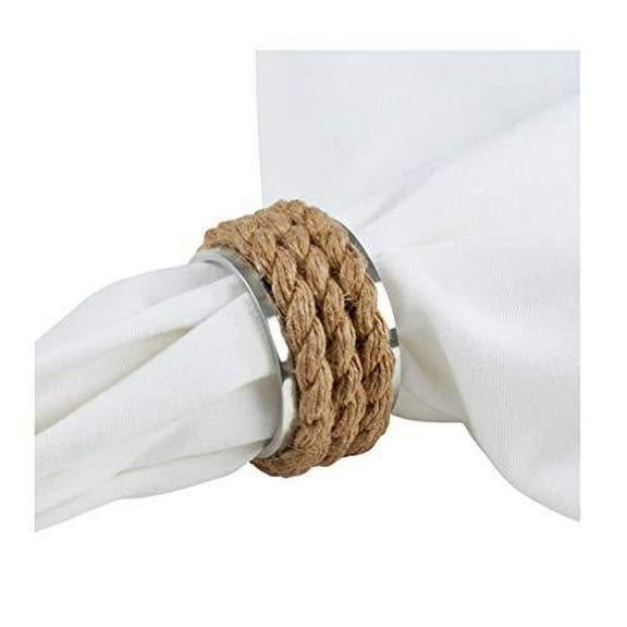 Fennco Styles Nautical Rope Design Aluminum Napkin Rings, Set of 4