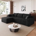 thumbnail image 2 of Lunale 95" L-Shaped Modular Sectional Sofa, No Assembly Required, Boneless Corduroy Cloud Couch for Living Room, Black(Left Facing Chaise), 2 of 7
