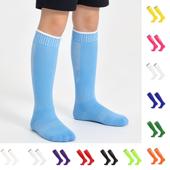 Auroural 5-17 Years Football Socks for Youth Knee High Knee High Soccer Socks Breathable Cushioned Long Socks Youth Adult Football Socks