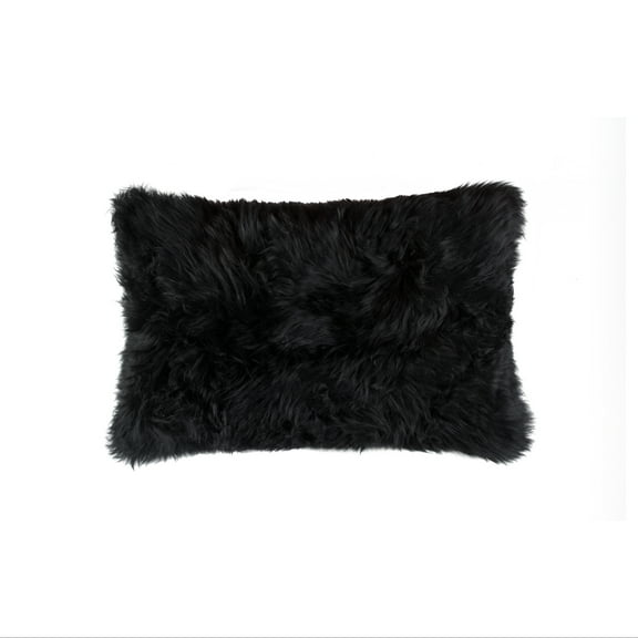 12" x 20" Black Sheepskin Pillow