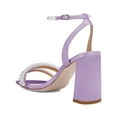 thumbnail image 6 of XYD Women Bridal Pearl Strappy Square Open Toe Sandals Block High Heels Buckle Ankle Strap Pumps Dress Prom Cocktail Shoes Size 16 Purple, 6 of 6