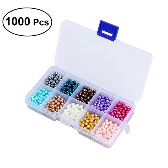 1000 Pcs Perles Rondes en Verre de 4 mm Multicolores Brins de Perles Imitation Perles pour Fabrication de Bijoux Collier Artisanat