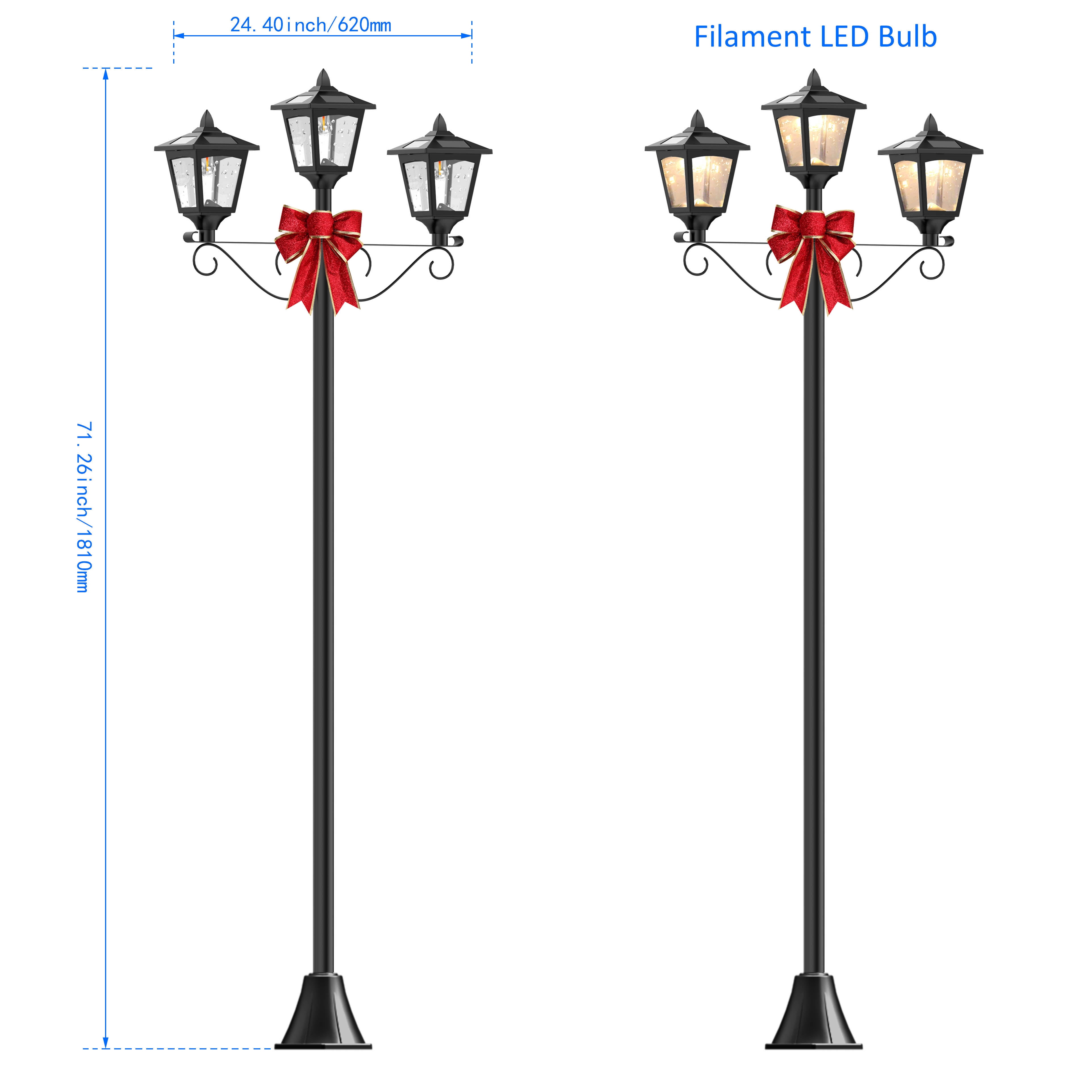 Kanstar 72" Adjustable Vintage Solar Christmas Lamp Post Light, Outdoor Garden & Lawn Patio Decor, Waterproof LED Easter Lighting