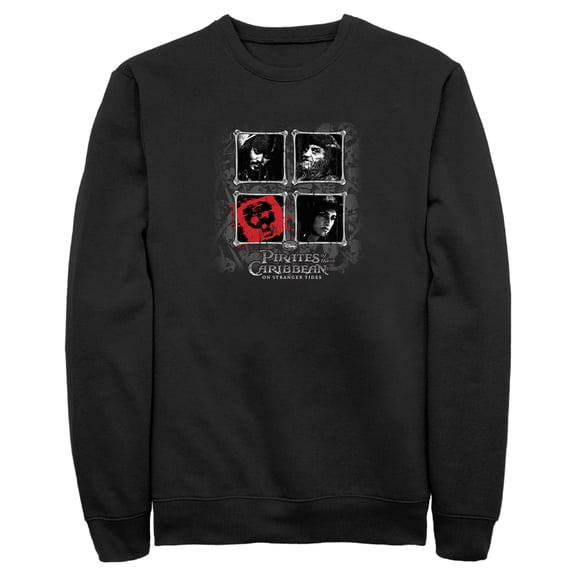 Men's Pirates of the Caribbean: On Stranger Tides Black and White Character Photos Sweatshirt Black Large