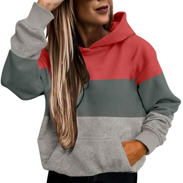 Sudaderas con capucha casuales para mujer Gibobby Manga larga Sólido Ligero Suéter rosa L