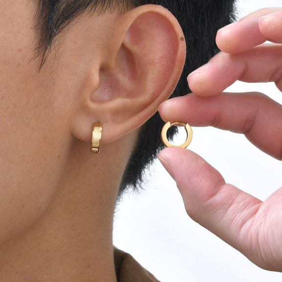 Stainless Steel Hoop Earrings for Men Punk Gothic Huggie Earring Hypoallergenic Minimalist Jewelry Gifts, Gold