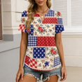 thumbnail image 4 of LWavelet Fourth of July Shirts for Women Short Sleeve Tops V-Neck Casual Patriotic Fireworks Star Graphic Tee Red L, 4 of 7