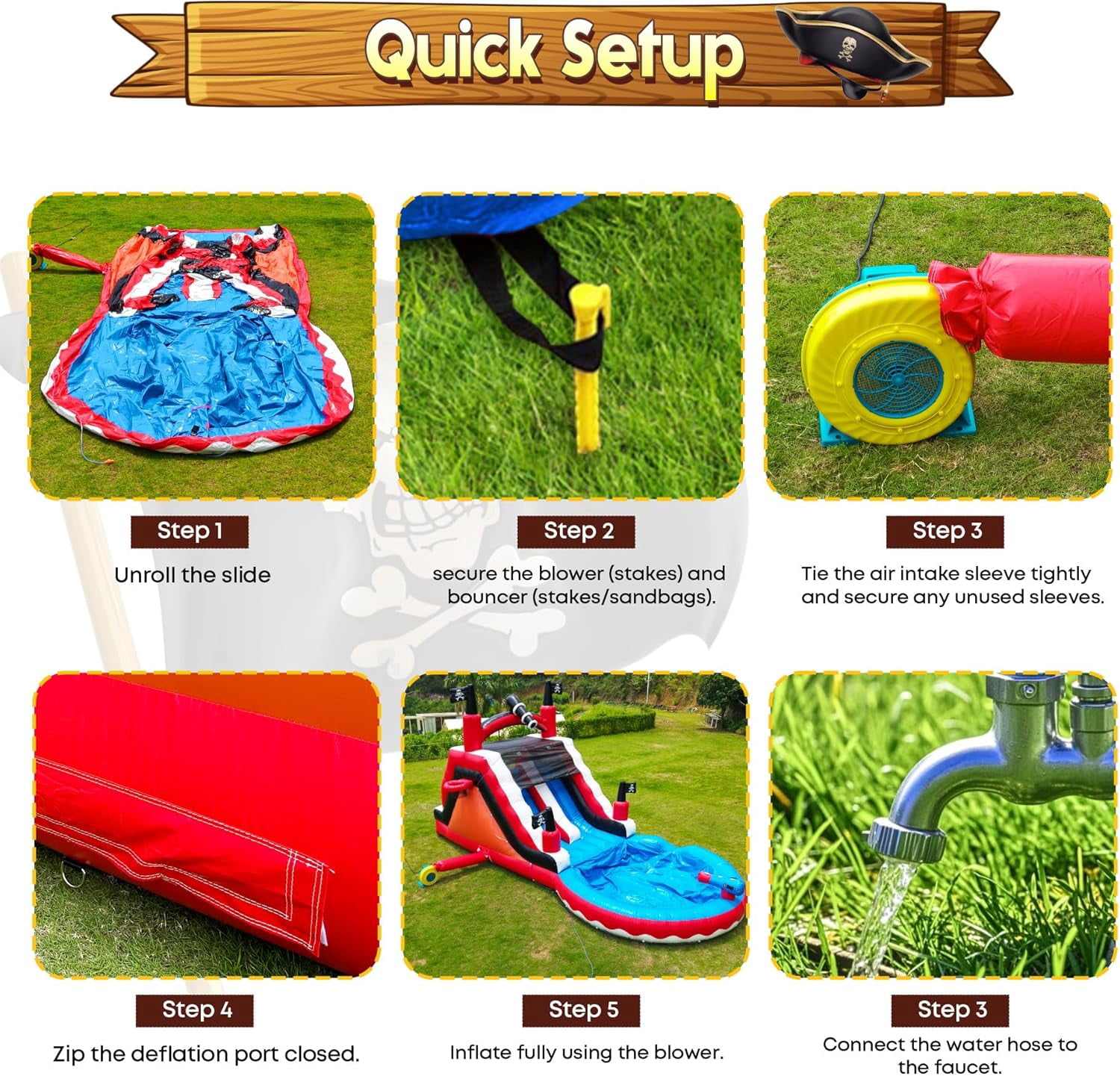 NBSPORT 23ft Heavy-Duty Inflatable Water Slide for Adults & Kids, Commercial PVC with 950W Blower for Outdoor Wet or Dry Fun