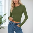 thumbnail image 2 of FUYUDY Women Tshirts Autumn Long Sleeve Round Neck T-Shirt Slim Fit Basic Tops Soft Milk Silk Feel Comfortable Casual Blouse For Daily Wear Holiday Female Solid Color Dailywear, 2 of 5