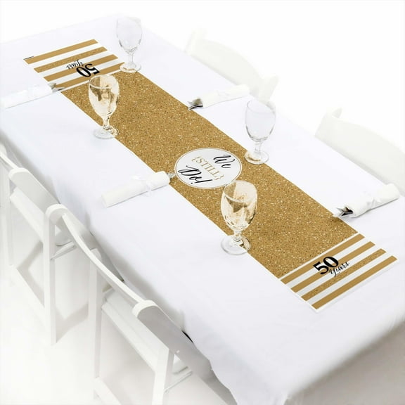Big Dot of Happiness We Still Do - 50th Wedding Anniversary - Petite Anniversary Party Paper Table Runner - 12 x 60 inches