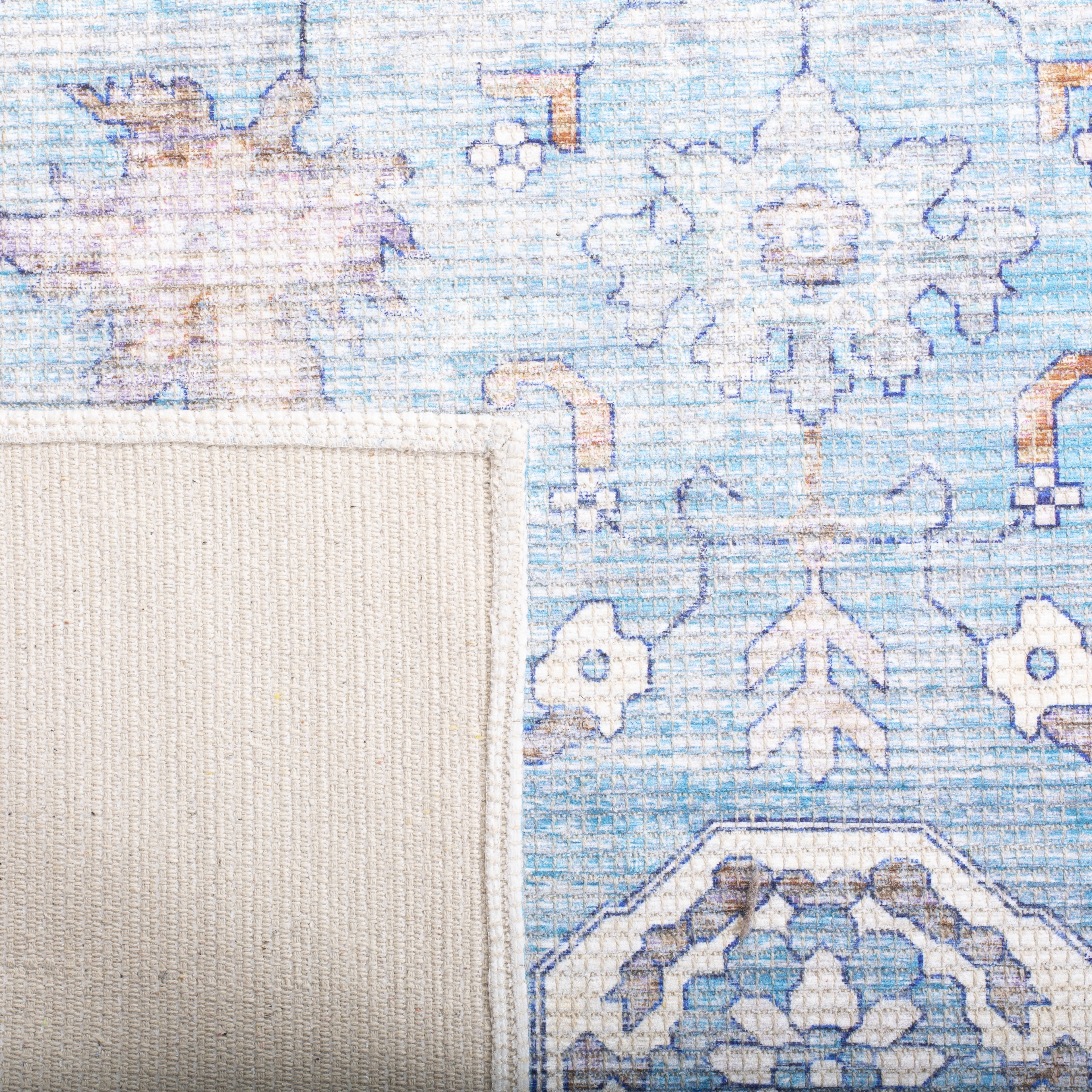 SAFAVIEH Saffron Wallace Floral Bordered Area Rug, Aqua/Navy, 5' x 8'
