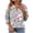 Gray, variant on 3/4 Sleeve Blouses for Women Vintage Floral Print Shirt Quarter Zip Mock Neck Top Dressy Casual Summer Outfits Blusas Elegantes Para Mujer