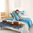 thumbnail image 4 of jejeloiu Beach Boardwalk Full Size Comforter Sets,Coastal Scene Bedding Comforter Set For Boys,Blue White,Reversible,3-Piece,1 Comforter and 2 Pillowcases, 4 of 7