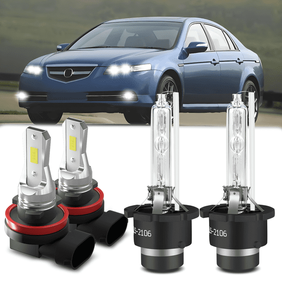 D2S HID Headlight Bulbs H11 LED Fog Light for Acura TL 2007 2008 Replacement Kit Easy Installation