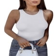 thumbnail image 2 of QJUHUNG Tank Bodysuit for Women Halter Neck Sleeveless Ribbed Bodysuit Basic Tank Tops, 2 of 8