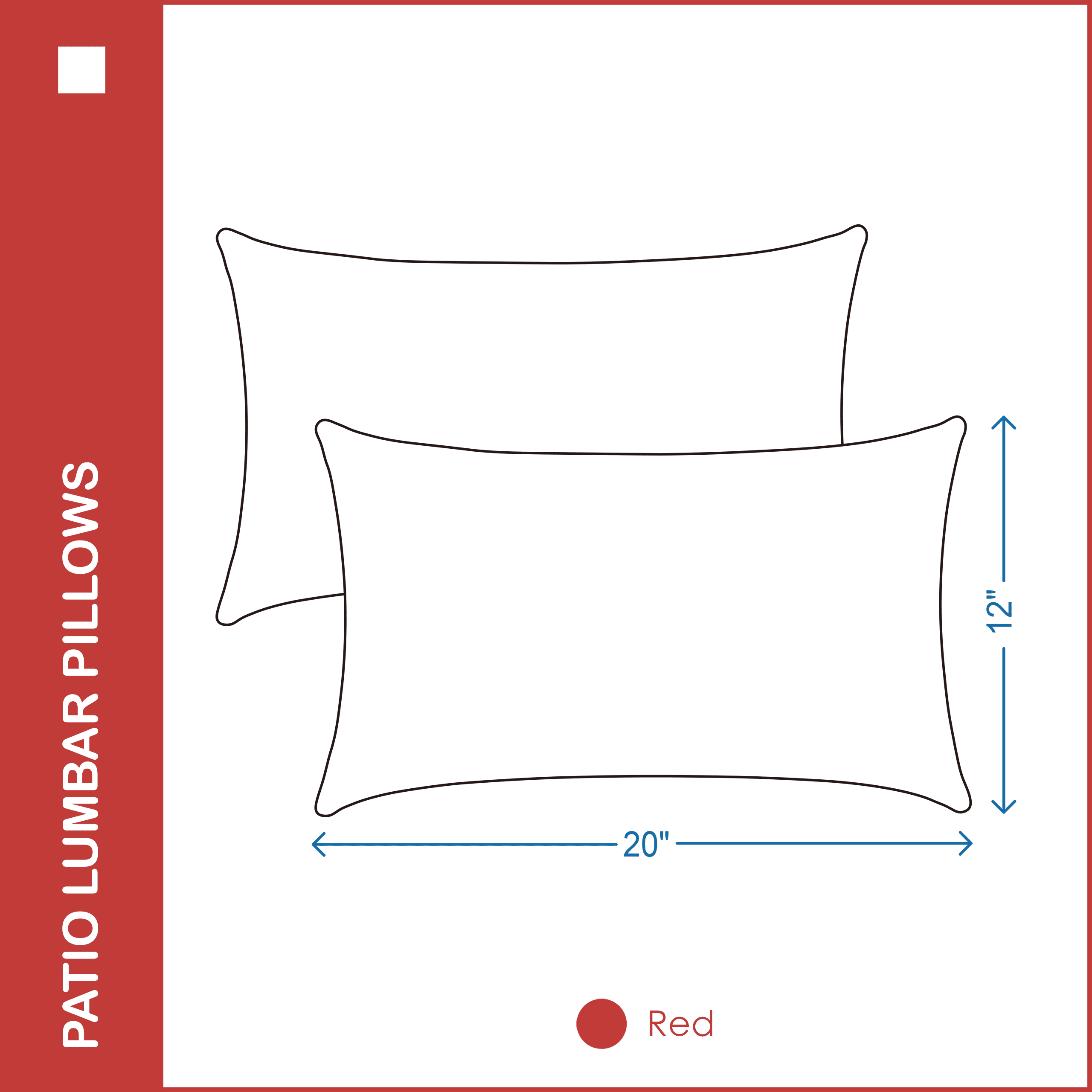 YOOZEKU Indoor Outdoor Lumbar Pillows,Waterproof Outdoor Pillows Set of 2 for Patio Furniture,12x20 Inch,Red