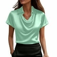 thumbnail image 3 of Horkkom Silk Blouse for Women Summer V Neck Short Sleeve Blouses Loose Casual Satin Tops M, 3 of 9