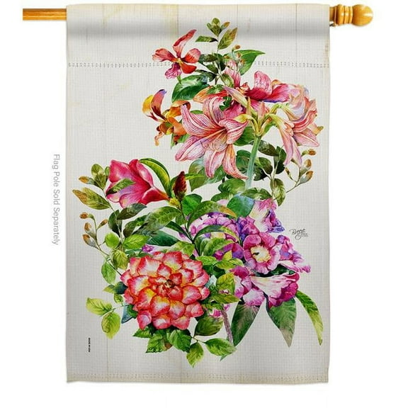 Breeze Decor H104130-BO Colorful Floral Double-Sided Garden Decorative House Flag, Multi Color