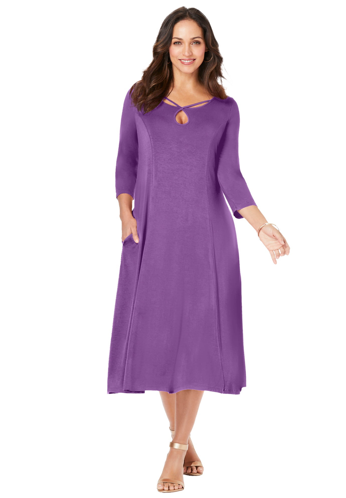 Jessica London Women's Plus Size Twisted Keyhole A-Line Dress - Walmart.com