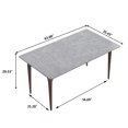 thumbnail image 4 of Magic Home 63" Light Luxury Sintered Stone Dining Table with Carbon Steel Legs,Dining Table for 6 Person with Slate Rectangular Tabletop for Dining Room, Gray Tabletop with Moran Purple Legs, 4 of 6