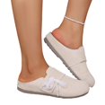 thumbnail image 5 of Willtoo Round Toe Backless Clog Mules for Women, Faux Suede Lace Bow Slip On Flat Slides, Adjustable Strap Casual Walking House Daily Shoes, 5 of 5