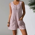 thumbnail image 2 of QATAINLAV Rompers for Women Sleeveless Button Down Waffle Overalls Shorts Loose Fit One Piece Tank Jumpsuits with Pockets Summer Vacation Outfits Pink L Ofertas de Hoy en Liquidación, 2 of 8