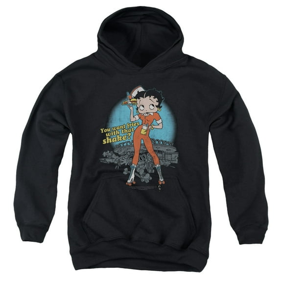 Betty Boop - Fries With That - Youth Hooded Sweatshirt - Small