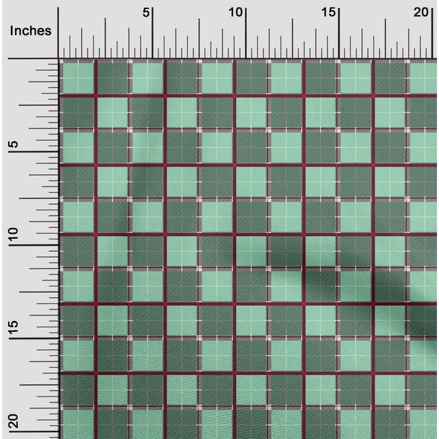 oneOone Silk Tabby Fabric Tartan Check Printed Fabric 1 Yard 42 Inch Wide