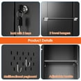 thumbnail image 4 of Metal Broom Closet Storage Cabinet, Garage Storage Cabinet with 5 Pegboard, Hanging Rod &13 Hooks for Garage Home,Black,Required Assembly,71.5" H x 31.5" W x 15.75" D, 4 of 15