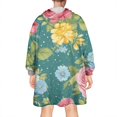 thumbnail image 2 of Wearable Oversized Blanket,Pioneer Flower Floral Print Pattern Wearable Blanket Hoodie for Adults,Cozy Hooded Blankets with Super Pockets,Super Warm Fuzzy Pullover for Women & Men, 2 of 6