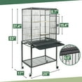 thumbnail image 2 of RTYJGD Bird Cage, 25.2"L x 16.5"W x 53"H, Black Wrought Iron Flight Cage with Rolling Casters & Removable Tray​, 2 of 8
