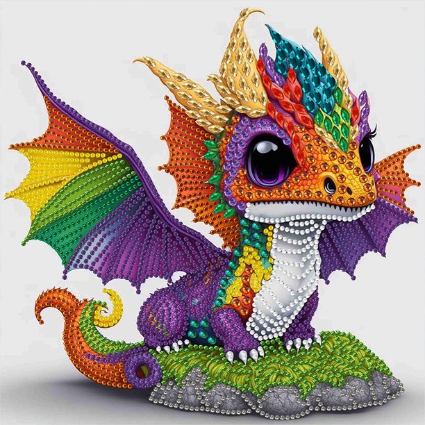 5D DIY Parcial Especial en Forma Taladro Diamante Pintura Bebé Dinosaurio 30x30cm