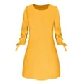 thumbnail image 2 of Summer Savings! Ashirexll Dresses for Women Fashion O-neck Solid Bow Elegant Straigth Dress Spring Loose Mini Dresses Long Skirts for Women Yellow Dress L, 2 of 6