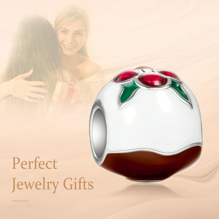 925 Sterling Silver Charm for Bracelets Festive Pudding Charm