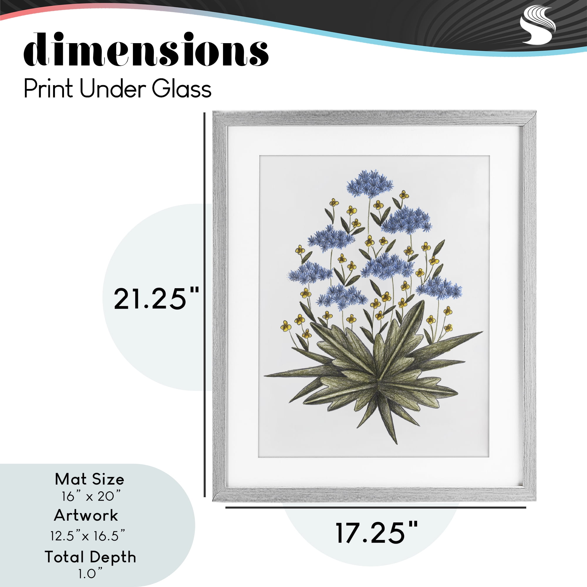 Where Wild Flowers Bloom Gray Framed Print Under Glass, design by Cecilia Battaini