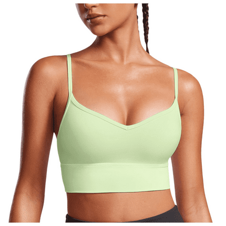 Fulorrnie Bras for Women Plus Size Comfort Wirefree Supportive Seamless Yoga Sports Workout Gym Compression Plunge Ventilated Bra Light Green M