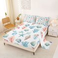 thumbnail image 2 of Manfei Cute Starfish Queen Sheets,Kawaii Seashell Queen Sheet Sets,White Blue,4pcs,1 Flat Sheet, 1 Fitted Sheet and 2 Pillowcases, 2 of 7